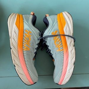 Hoka One One Athletic Shoes in Light Blue and Orange
